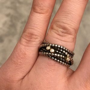 Pandora silver, gold, and diamond cable ring